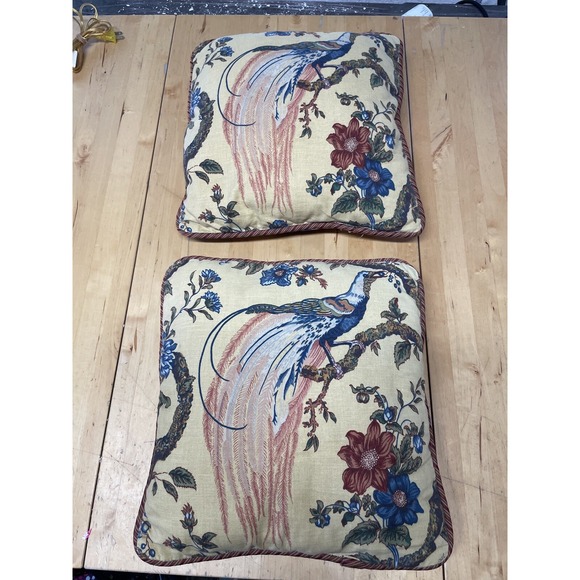 Vintage Waverly Olano Bird Pheasant Throw Pillows Set Of Two 16\